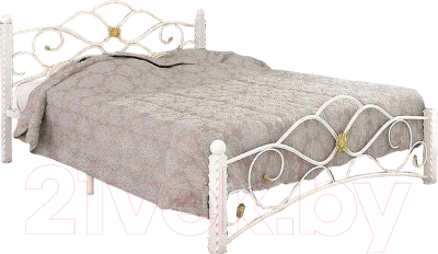 Двуспальная кровать Грифонсервис КД7-1 (белый/золото)
