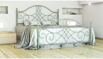 Двуспальная кровать Грифонсервис КД8-1 (белый/серебристый)