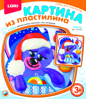

Набор для творчества Lori, Картина из пластилина. Новогодняя. Мишутка / ПК-050