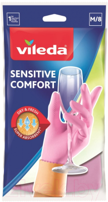 Перчатки хозяйственные Vileda Sensitive для деликатных работ / 105393 (M)