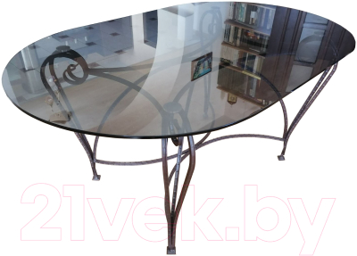 Обеденный стол Грифонсервис КОВ4 (черный в золоте/стекло)