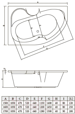 Купить Ванна акриловая Bonito Home Arizona 150x105 L  