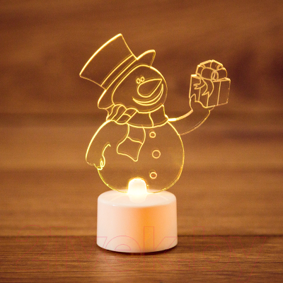 Световая фигурка Neon-Night Снеговик с подарком 2D 501-054
