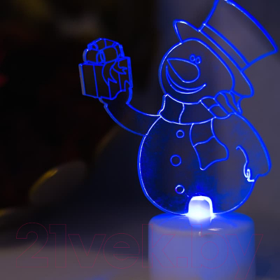 Световая фигурка Neon-Night Снеговик с подарком 2D 501-054