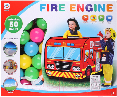 Детская игровая палатка Darvish Пожарная машина / DV-T-1683 (50шаров)
