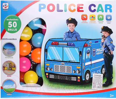 Детская игровая палатка Darvish Полицейская машина / DV-T-1684 (50шаров)