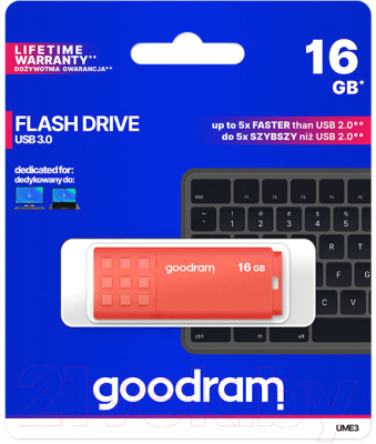 Usb flash накопитель Goodram UME3 16GB Orange (UME3-0160O0R11)