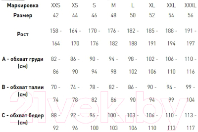 Лонгслив спортивный 2K Sport Performance / 121130 (XS, черный) - Таблица размеров
