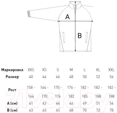 Лонгслив спортивный 2K Sport Performance / 121131 (XL, красный/черный) - Таблица размеров