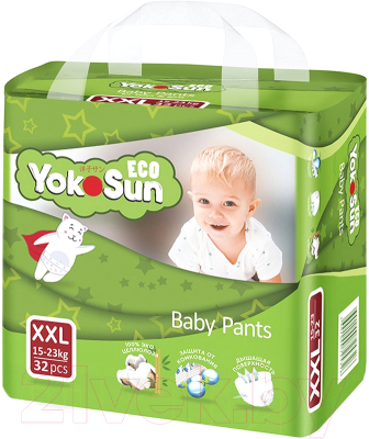 Подгузники-трусики детские YokoSun Eco XXL от 15 до 23кг (32шт)