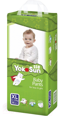 Подгузники-трусики детские YokoSun Eco XL от 12 до 20кг (38шт)