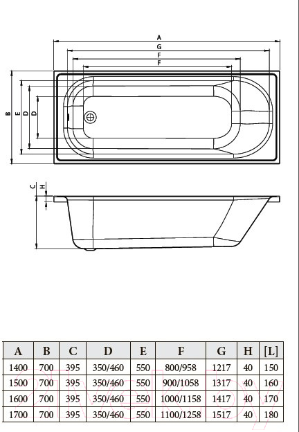 Ванна акриловая Bonito Home Daisy 170x70