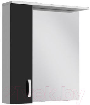 Шкаф с зеркалом для ванной Ювента БфШНЗ1-75 (черный, левый)