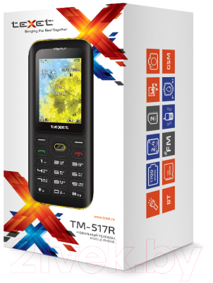 Мобильный телефон Texet TM-517R (черный/желтый)