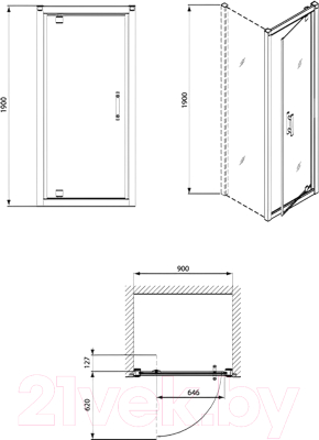 Душевая дверь Kolo Geo 6 / GDRP90222003 (90x190)