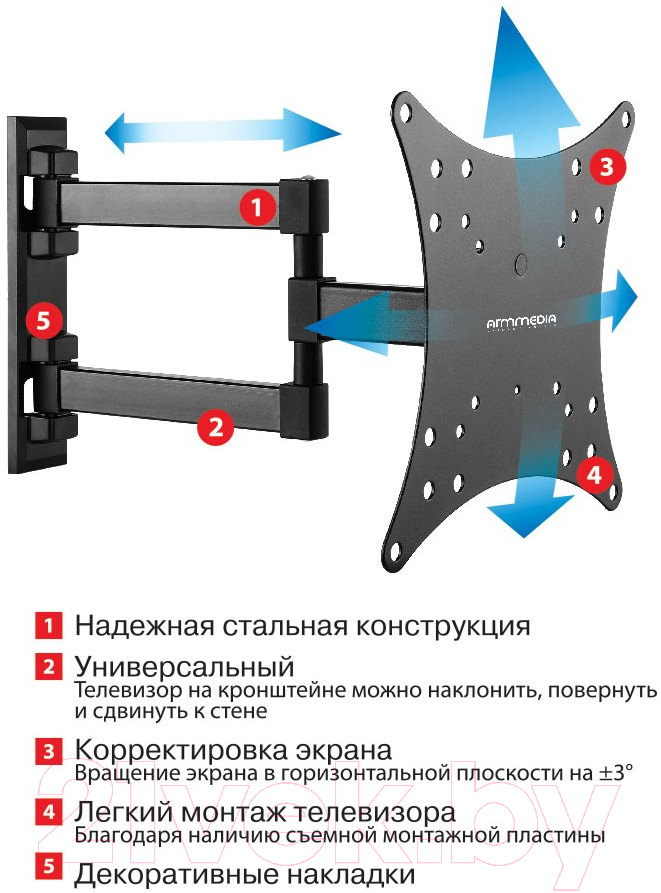 Кронштейн для телевизора ARM Media Mars-04 (черный) — фото 3