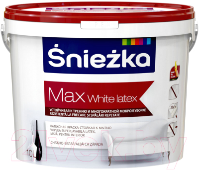 Краска Sniezka Max White Latex (10л, белый)