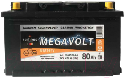 Автомобильный аккумулятор Senfineco Megavolt R+ 1240R/80-L4/1 (80 А/ч)