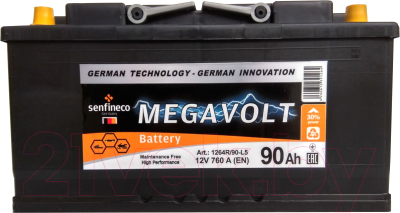 Автомобильный аккумулятор Senfineco Megavolt R+ 1264R/90-L5 (90 А/ч)
