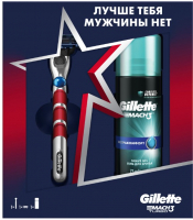 Набор для бритья Gillette Mach3 Turbo бритва+1 смен. кассета Red+гель д/б Экстракомфорт (75мл) - 