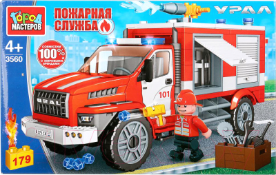 

Конструктор Город мастеров, Пожарный урал некст с фигуркой / 3560-KK