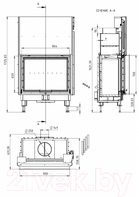 Каминная топка Мета-бел Fenix 900 ТКТ 11.0-01