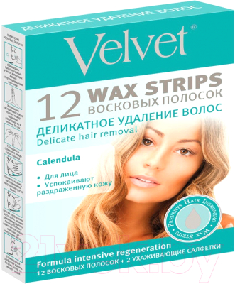 Полоски для депиляции Velvet Для лица деликатное удаление волос (12шт)