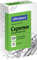 Скрепки OfficeSpace 28мм / 162153 (100шт, металлические) - 