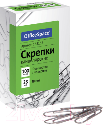Скрепки OfficeSpace 28мм / 162153 (100шт, металлические)