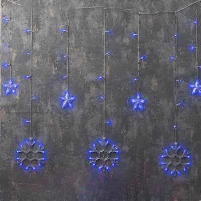 Светодиодная бахрома Luazon Decor Снежинки 2361713 (синий)