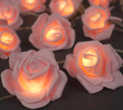 Светодиодная гирлянда Luazon Нить Розы светло-розовые 3612371 (теплый белый)
