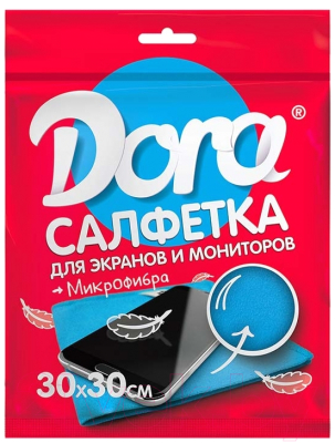 Салфетка хозяйственная Dora Для экранов мониторов и электротехники 30x30см / 2001-006-45