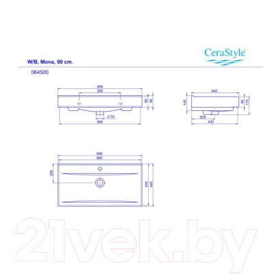 Умывальник CeraStyle Mona 90