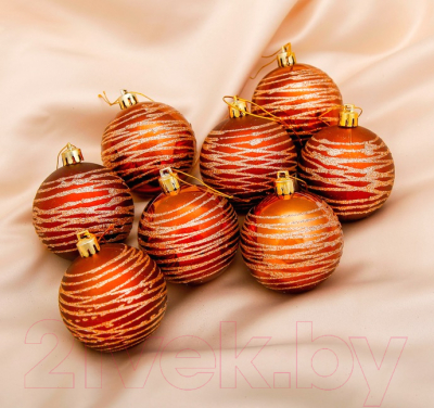 Набор шаров новогодних Зимнее волшебство Юпитер / 2122932 (8шт, шоколадный)