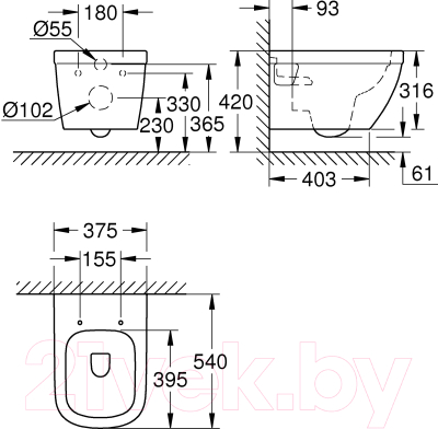 Унитаз подвесной GROHE 39538000