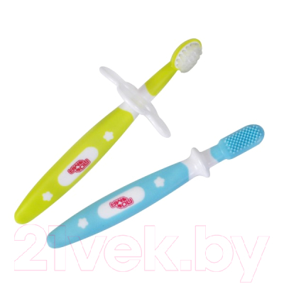 Набор зубных щеток для новорожденных Пома 4817 + ограничитель (2шт)