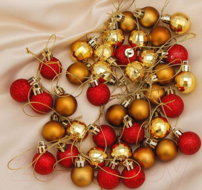 Набор шаров новогодних Зимнее волшебство Малышки в шарике / 1023304 (40шт, красный/золото)