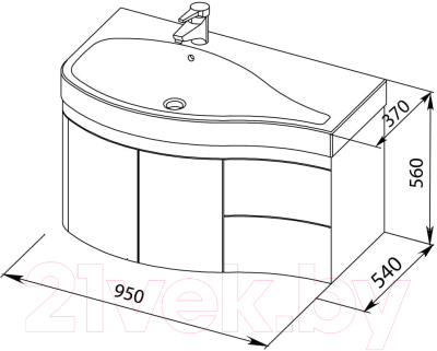 Тумба с умывальником Aquanet Сопрано 95 L / 212998