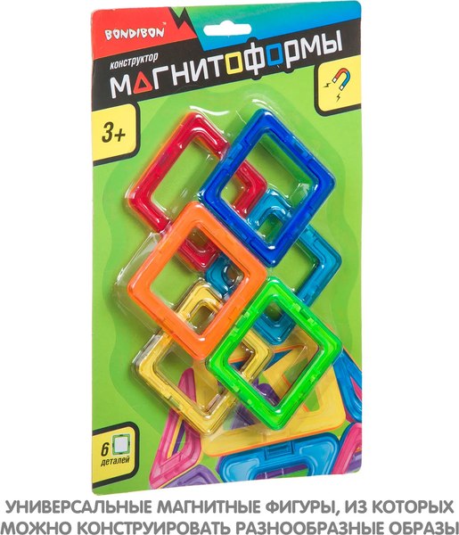 Конструктор магнитный Bondibon Магнитоформы 6 деталей / ВВ4398
