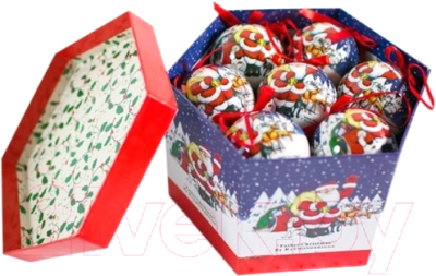 

Набор шаров новогодних Green Trees, Белый;синий;с рисунком, Санта / 301-927