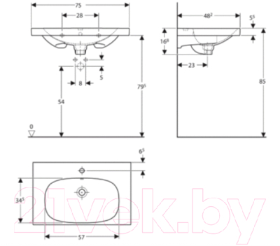 Умывальник Keramag Acanto 75x48 (500.622.01.2)