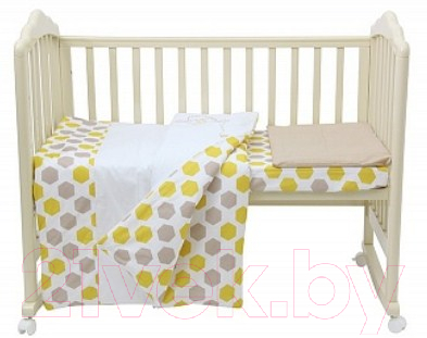 Комплект постельный для малышей Polini Kids Disney Baby. Медвежонок Винни и его друзья 3 (макиато/желтый)