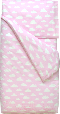 Комплект постельный для малышей Martoo Comfy B (бязь, белые облака/розовый)
