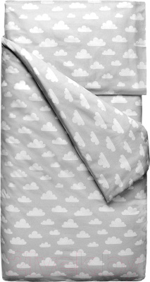 Комплект постельного белья Martoo Comfy B 1.5 (бязь, белые облака на сером)