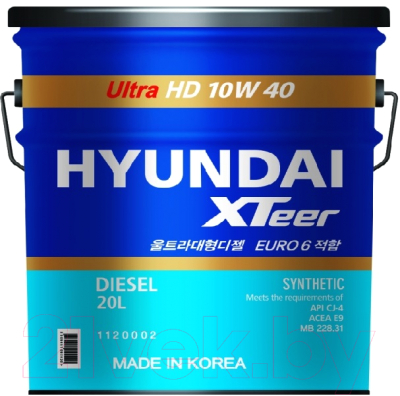 Моторное масло Hyundai XTeer HD Ultra 10W40 / 1120002 (20л)