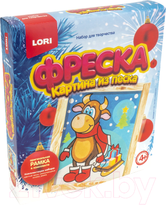 

Набор для творчества Lori, Фреска. Картина из песка. Бычок с подарками / Кп-071