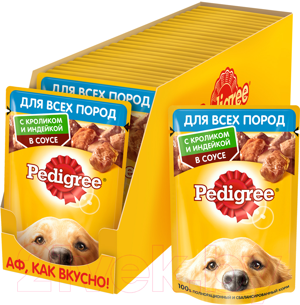 Влажный корм для собак Pedigree Для взрослых собак всех пород с кроликом и индейкой в соусе (85г) — фото 4