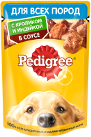 Влажный корм для собак Pedigree Для взрослых собак всех пород с кроликом и индейкой в соусе (85г) - 