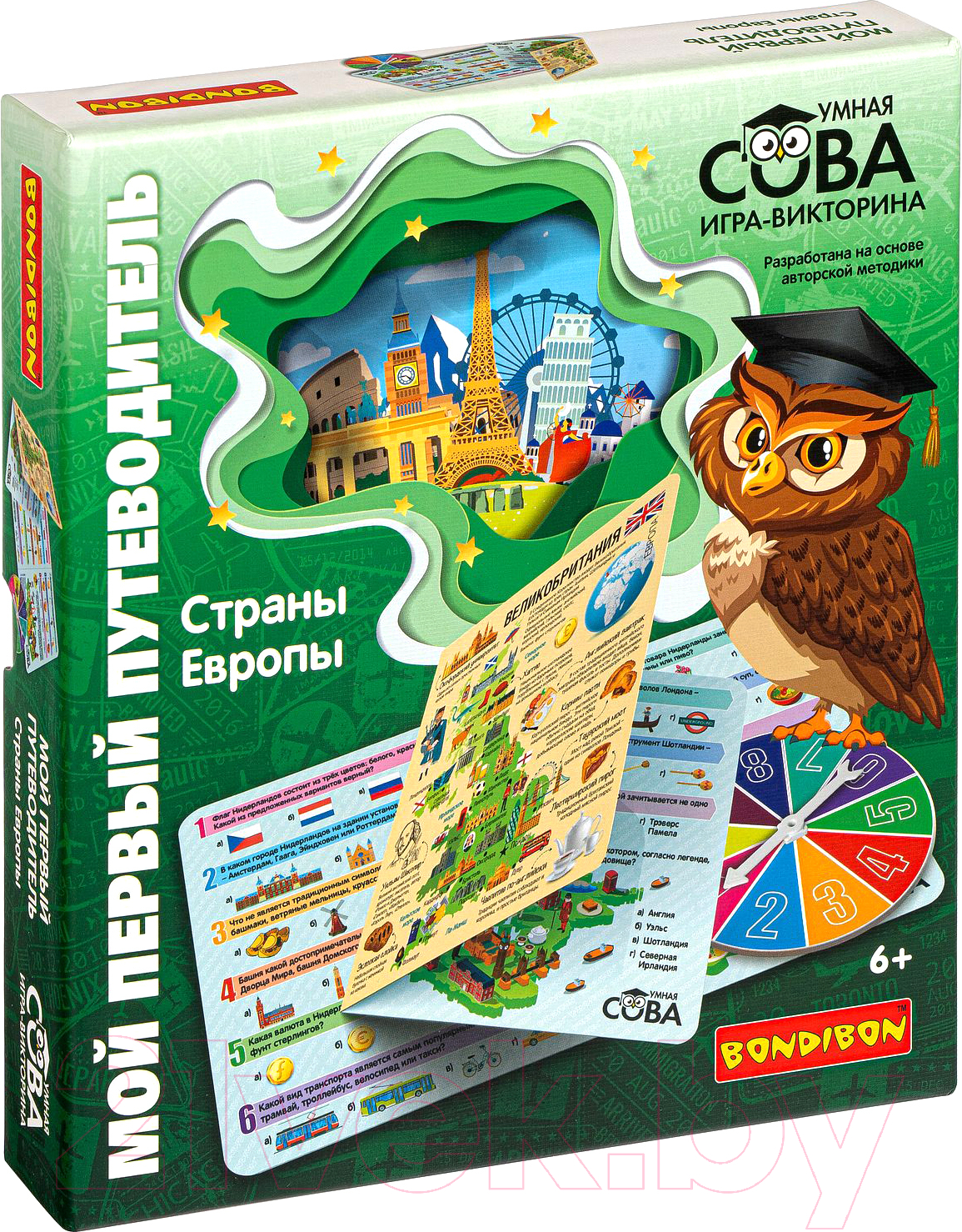 Развивающая игра Bondibon Умная сова. Страны Европы / ВВ4337