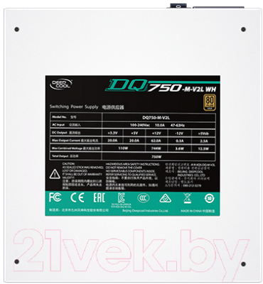 Блок питания для компьютера Deepcool DP-DQ750-M-V2L WH 750W